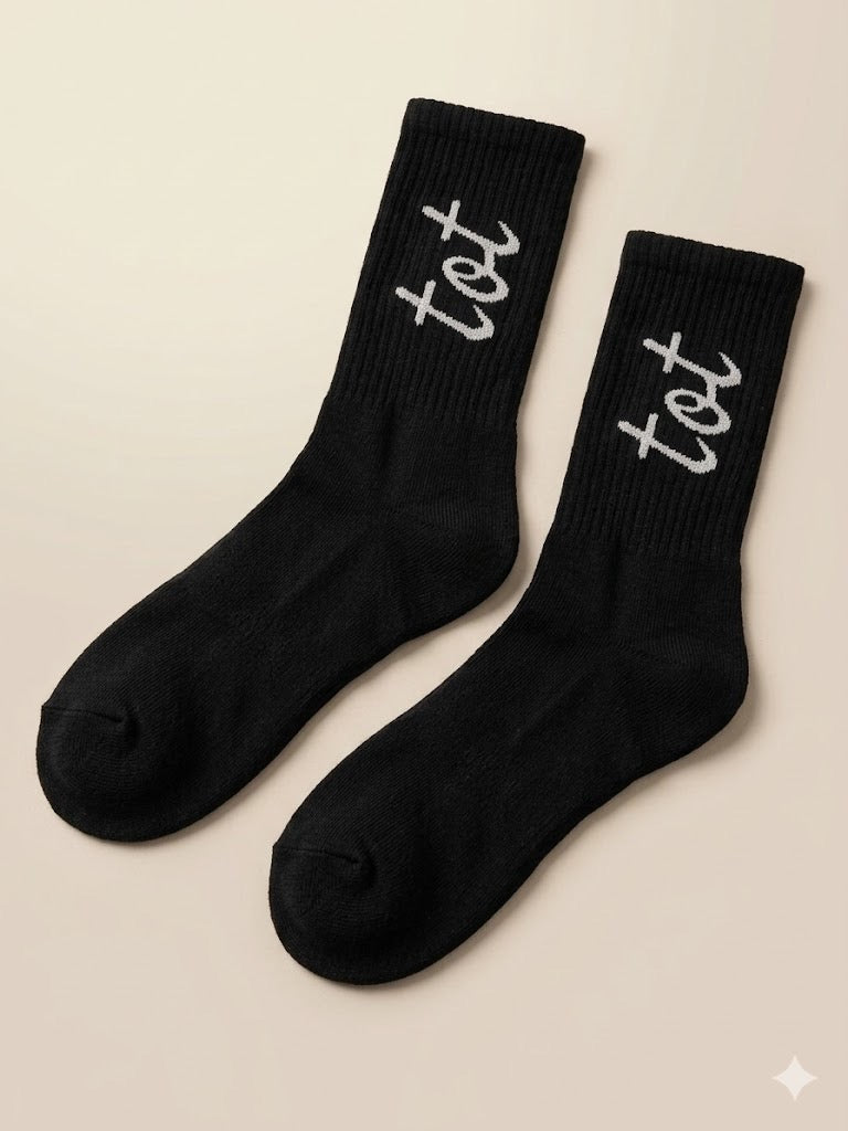 Signature Mark - Black - Unisex - Fine Knit Cotton Socks
