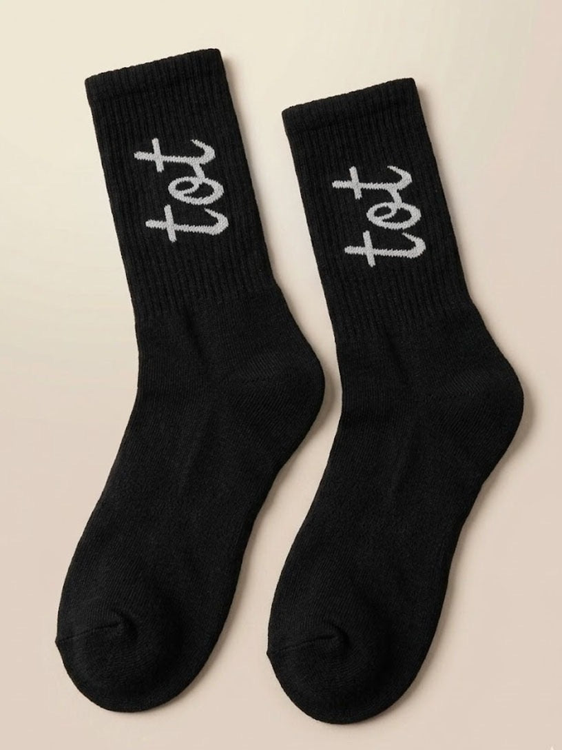 Signature Mark - Black - Unisex - Fine Knit Cotton Socks