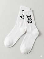 Signature Mark - White - Unisex - Fine Knit Cotton Socks