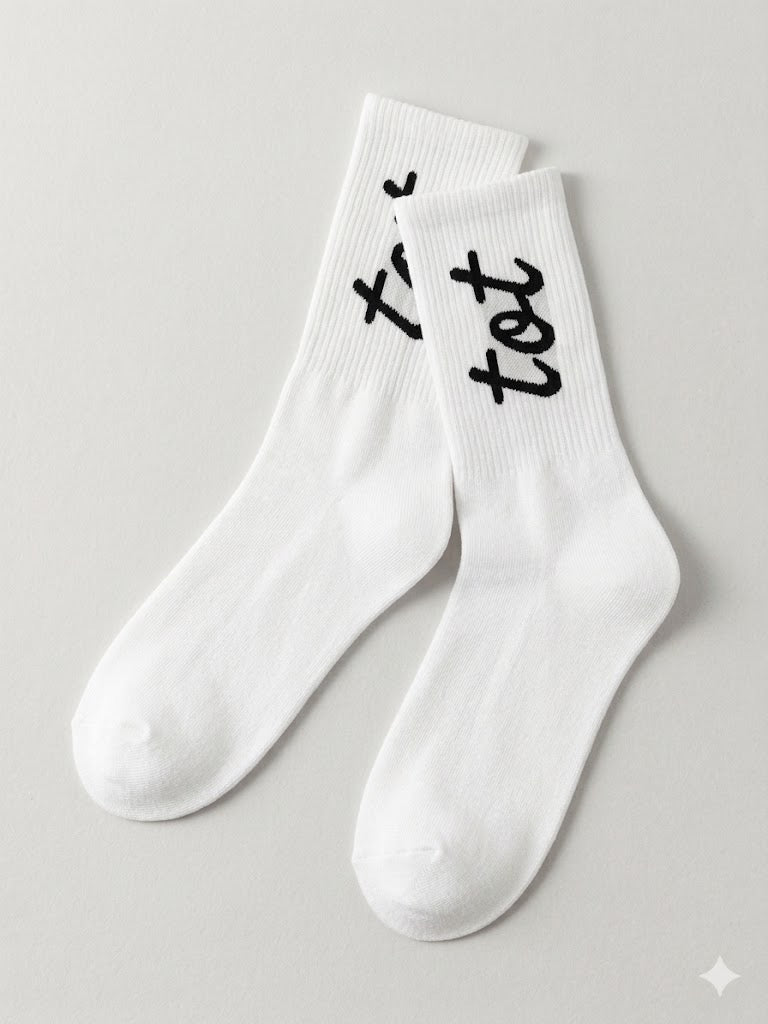Signature Mark - White - Unisex - Fine Knit Cotton Socks
