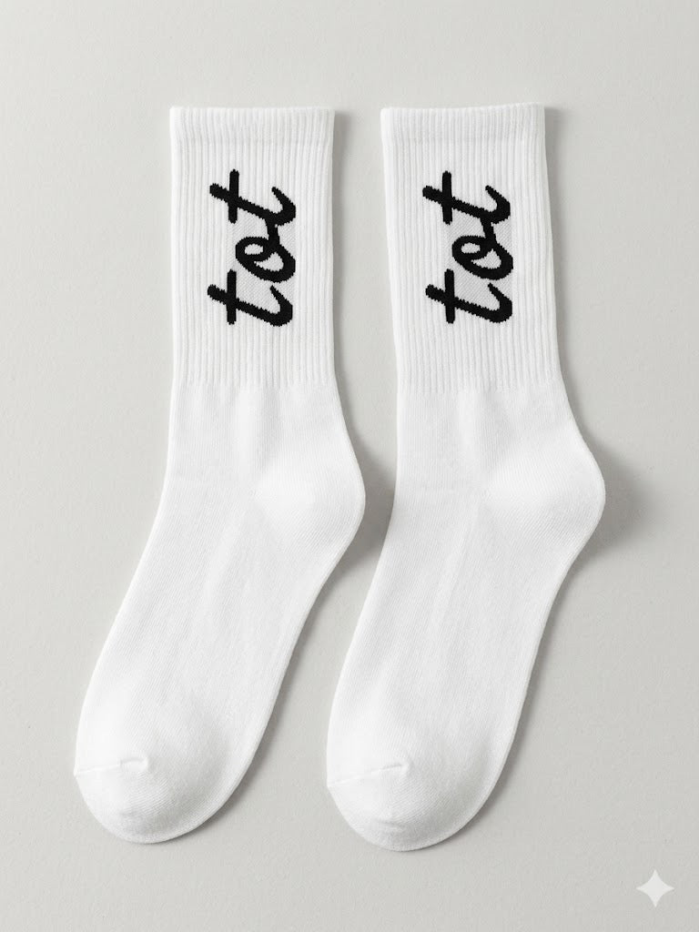 Signature Mark - White - Unisex - Fine Knit Cotton Socks