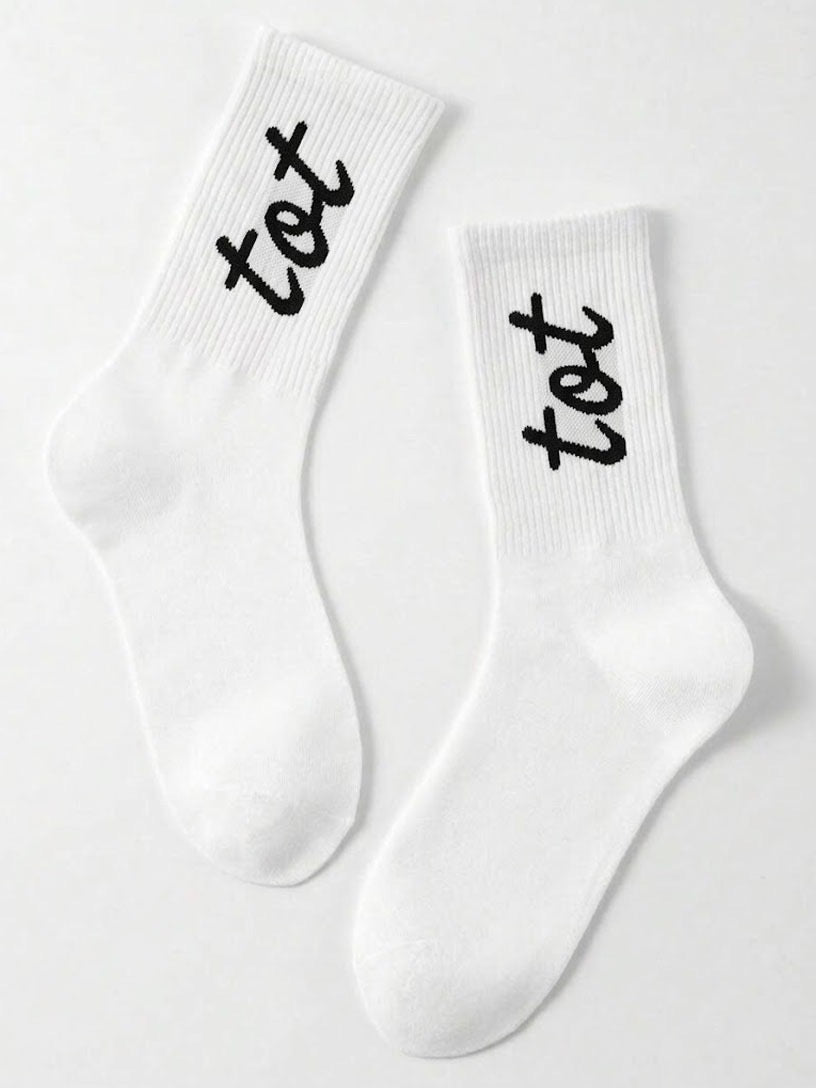 Signature Mark - White - Unisex - Fine Knit Cotton Socks