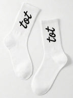 Signature Mark - White - Unisex - Fine Knit Cotton Socks