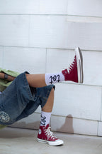 Signature Mark - White - Unisex - Fine Knit Cotton Socks