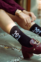 Signature Mark - Black - Unisex - Fine Knit Cotton Socks