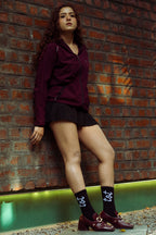 Signature Mark - Black - Unisex - Fine Knit Cotton Socks