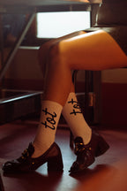 Signature Mark - White - Unisex - Fine Knit Cotton Socks