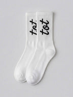 Signature Mark - White - Unisex - Fine Knit Cotton Socks