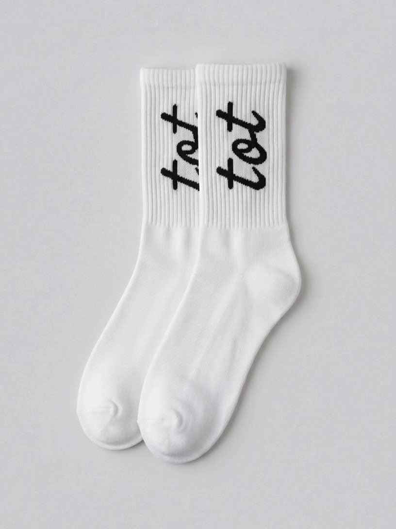 Signature Mark - White - Unisex - Fine Knit Cotton Socks
